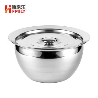 Jiale thickened stainless steel oil basin without tape cover, oil drum, expanded oil cylinder, seasoning basin, hotel kitchen multi-purpose cooking basin, 9 inches with lid