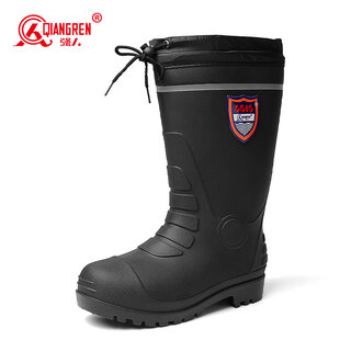 Strong rayon rain boots jdmyx708 jihua 3515 plus velvet warm waterproof rain boots wear-resistant rain and snow rubber shoes black 42