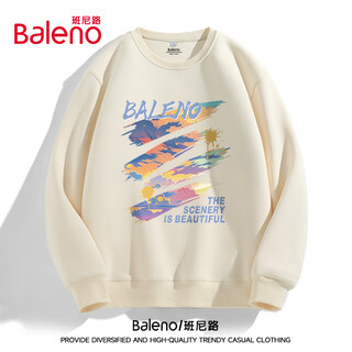 Baleno round neck sweatshirt for men in autumn american high street trendy brand heavy tops versatile graffiti ins trendy brand hooded long-sleeved men