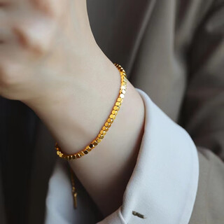 Ji ge's new 18k gold bracelet for women, broken gold bracelet, bounce bracelet, shiny small square, small square bracelet + extension chain (s buckle)