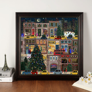 500-piece christmas winter lights puzzle 50.8*50.8 cm galison picture frame custom square photo frame european retro coffee color (puzzle full floor)