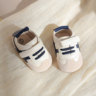 Huaya huaya baby toddler shoes spring and autumn 2025 new baby shoes baby casual shoes soft sole non-slip toddler shoes breathable and anti-falling blue stripes 12 cm inner length about 6-11 months