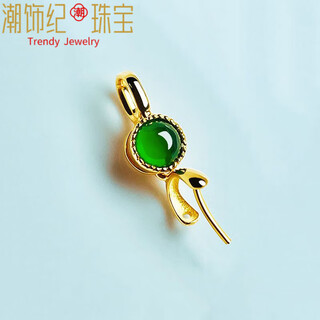 Dl 1998 fat donglai same style 18k gold jade buckle head bead guanyin buddha pendant plated 18k gold leaf jade necklace clip gold