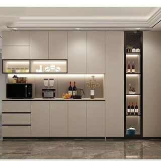 Luxury and clever sideboard integrated wall-mounted dining room cabinet kitchen high cabinet cabinet living room multi-functional storage cabinet wine cabinet solid wood cabinet a type length 120 width 42 height 230 (with lights)