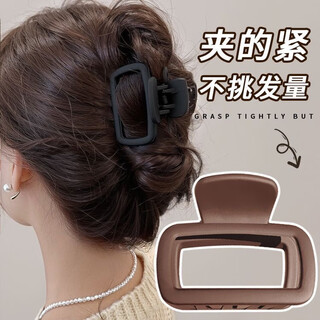 Likashi simple and high-end summer new square hairpin back of the head shark clip feminine hairpin headband bangs clip square small clip - black
