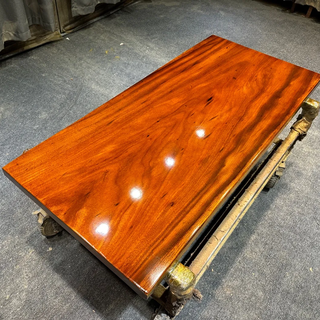 Okan solid wood large board walnut solid wood log table whole board desk complete set of rectangular tea table desk okan solid wood large board 1.5 meters