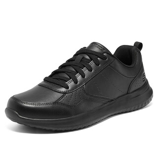 Skechers men's shoes autumn and winter 2025 new business casual shoes black leather shoes soft sole lightweight low-top sports shoes formal shoes black-bbk 41