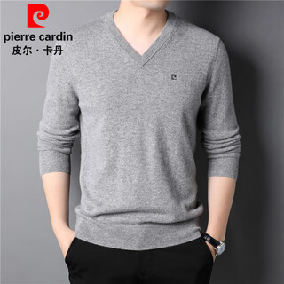 Pierre cardin pure cashmere sweater men's autumn and winter cashmere sweater middle-aged sweetheart collar cashmere sweater v-neck bottoming sweater