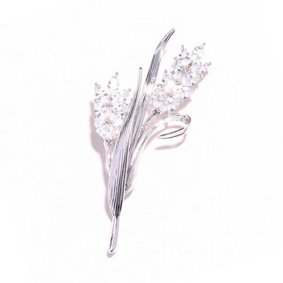 Quamer high-end customized versatile crystal wheat ear brooch women's badge masculine autumn harvest silver
