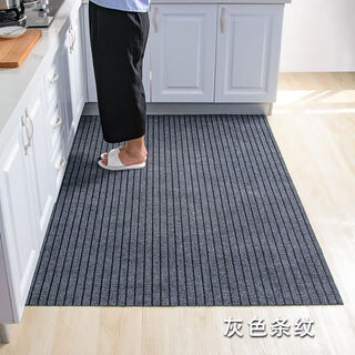 Xuxian door mat door mat entry door carpet foot mat kitchen anti-slip and oil-proof household long strip full-cover absorbent mat stain-resistant gray stripes 180*250 cm