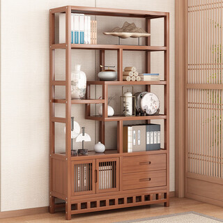 Wen xinfu bo ancient rack duobao pavilion tea display cabinet living room new chinese style storage rack ancient ornaments cabinet bookshelf storage bold reinforcement damage compensation six layers 80 long simple style thickened laminate