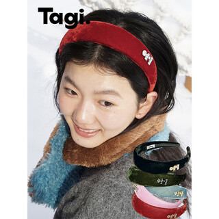 Tagi.velvet<i>retro imagination pearl metal velvet silk headband headband protonic black