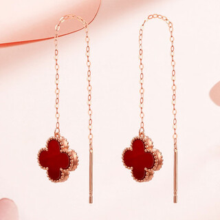 18k gold four-leaf clover ear wire color gold rose gold gold color earrings earrings au750 gold earrings for women 18k gold gold color red agate