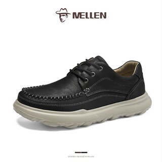 Mellen men's shoes casual shoes genuine leather retro business men's shoes black 37