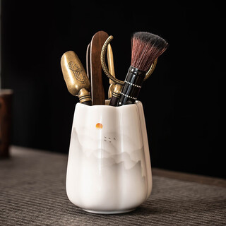 Porcelain brand tea set mutton fat jade porcelain tea ceremony six gentlemen set household tea knife tea needle clip set tea table ornaments kung fu tea set accessories mutton fat jade porcelain <the rising sun> tea ceremony six gentlemen