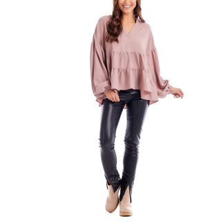 Mud pie women's orleans ruffle top blush large