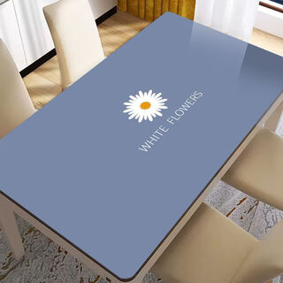 Bo ling lu light luxury high-end table mat tablecloth rectangular waterproof and oil-proof thickened anti-scalding heat insulation wipeable washable coffee table table mat blue flower 40*60cm