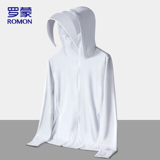 Romon ice silk sun protection clothing men's summer upf50+ anti-uv sun protection clothing men's thin fishing jacket jade white l