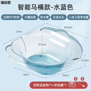 Meikejie's ass-washing tool, men's hemorrhoid basin, bidet, women's and pregnant women's squat-free women's special fumigation toilet basin, smart toilet model + flusher - aqua blue mostly a