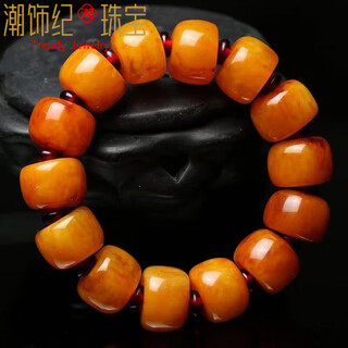 Dl 1998 fat donglai quality amber beeswax bracelet for men, natural old barrel beads, chicken oil, yellow raw stone, women's bracelet, raw ore, style 1 (men's barrel beads) 14*18