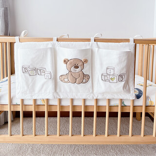 Fantasy pure cotton crib storage bag hanging bag baby bedside diaper diaper storage bedside storage cherish bear 68*32cm