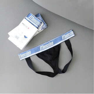 Sexy underwear cotton sexy thong double butt u protruding buttocks trendy men's tight transparent mesh black m