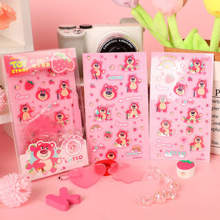 Disney (disney) goo card set, elementary school children’s toy goo card sticker, girls’ birthday gift, handmade diy beaded children’s bracelet, strawberry bear dm23902t