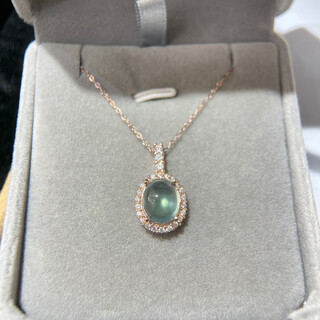 Pang donglai's same type of prehnite pendant, natural gold, fluorescent from ice, clean crystal, 925 silver main stone 9