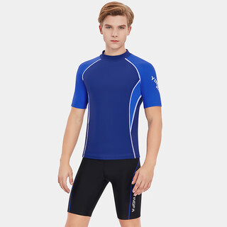 英发（YINGFA）男士泳衣 冲浪衣 短袖弹力舒适速干抗氯游泳衣男 Y2051-2 蓝色/浅蓝 2XL (175-180厘米/67.5-75公斤)