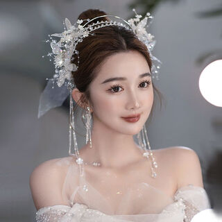 Haiduo bridal tiara crystal tassels age-reducing saint crown tiara beautiful wedding dress tiara bride high-end bridal hair accessories beautiful saint crown + earrings