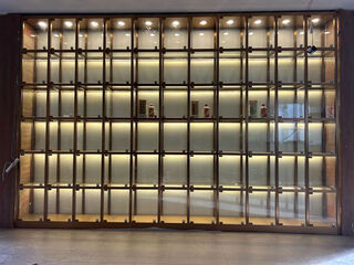 Double modern stainless steel constant temperature red wine cabinet custom white wine display cabinet cigar cabinet commercial villa wine cellar red bronze white wine cabinet