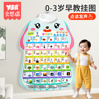 Yi sirui baby audio early education wall chart literacy chinese pinyin chart numbers english letters reading pictures recognition children's toys learning chinese characters leaflet 0-3 years old baby cognitive point reading sound wall sticker