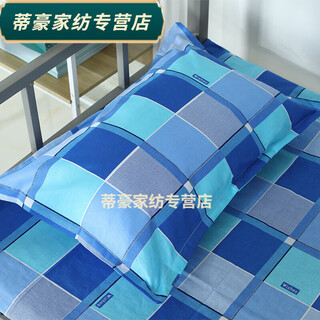 Rongtao's new simple cotton one-pack 45*65 student dormitory unit single pillowcase without pillow core blue-green grid large blue grid