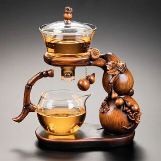 Junzhuang's new gourd glass automatic tea set set for home lazy magnetic induction teapot tea making artifact kung fu tea cup new gourd tea set