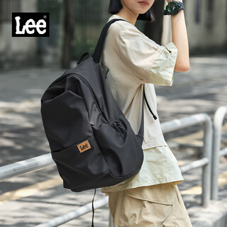 Lee schoolbag female high school student backpack male junior high school large capacity travel backpack college student computer bag black