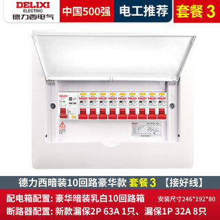 德力西成套配电箱暗装家用18位十八路强电箱豪华空开漏电保 套餐1 套餐3豪华配电箱10路成套