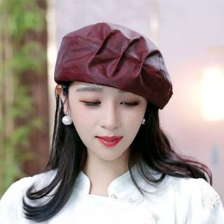 Ptah stewardess hat heavyweight mulberry silk fragrant cloud gauze old material black turtle red cloud gauze fashion retro temperament versatile beret red