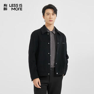 Lilan light fashion men's knitted dark jacquard woolen coat men's short lapel wool jacket a4dyr902 black xl (175)