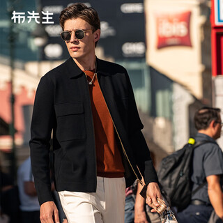 Mr. bu's autumn and winter thickened wool coat sweater lapel cardigan men's middle-aged clothes black l/175