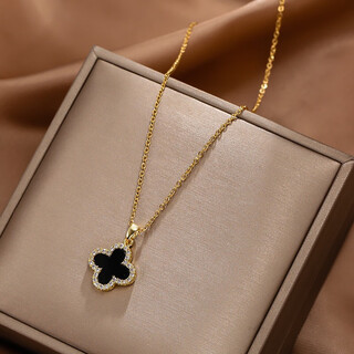 Luruo four-leaf clover necklace for women 2024 new 18k rose gold pendant clavicle chain 925 silver jewelry high-end clover gold