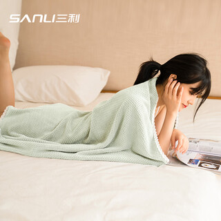 Sanli blanket towel quilt summer cooling quilt thin air conditioning quilt small blanket baby blanket single blanket summer nap blanket office light green pineapple grid craft 150*200cm