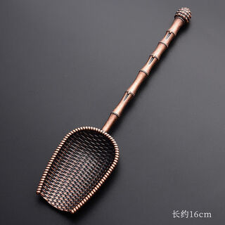 Dinghecheng alloy tea spoon two-piece tea set accessories tea ceremony tea lotus braided tea spoon creative tea dividing dustpan tea spoon - red