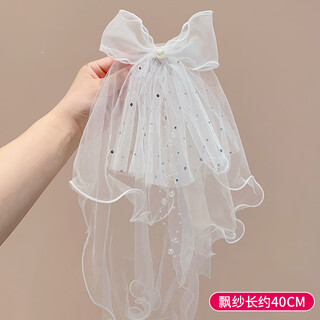 Fat donglai's same style children's veil princess dress girl's super fairy bow hairpin girl's crown hairpin baby's sequin streamer