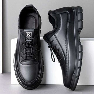 Yrc yierkang leather shoes men's 2025 autumn new business formal breathable leather shoes black sports leather casual shoes brand clearance/black 39
