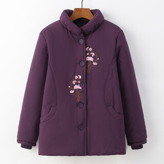 Aimeiyi elderly cotton-padded jacket, women's winter coat, thickened velvet, old lady's cotton coat, stand collar, mother's winter coat, purple, velvet, thickened, 4xl, recommended 125-135jin jin equals 0.5 kg