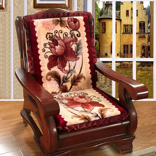 Winter mahogany sofa cushions, full set of solid wood with backrest, wooden chair cushions, one-piece lounge chair cushion plus burgundy lotus pond moonlight thickening, length 55, height 60cm (high density sponge)