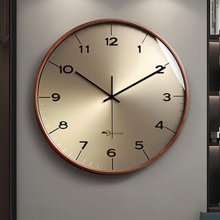 Qutong 2026 new high-end living room wall clock modern internet celebrity wall-mounted punch-free clock watch creative light luxury silent high-end aluminum surface large number model 14 inches
