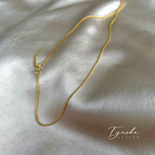 Mu qian's exquisite plain gold chain/american 14k gold-filled snake bone necklace, bare chain stacked straps, can be equipped with pendants, simple basic gold-filled snake bone chain, total length 50cm sliding adjustment