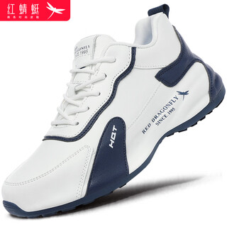Red dragonfly men's shoes with sole leather autumn and winter casual shoes men's dad shoes thick sole heightening shoes men wxa342463 white blue 41