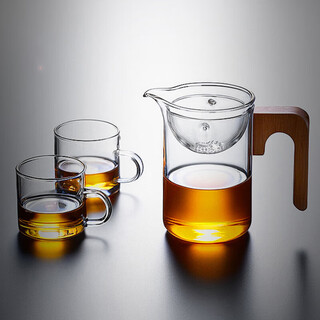 Good kiln glass teapot elegant cup xiaoqinggan special tea water separation tea set filter fair cup lazy tea making artifact xiaoqinggan teapot + 2 cups